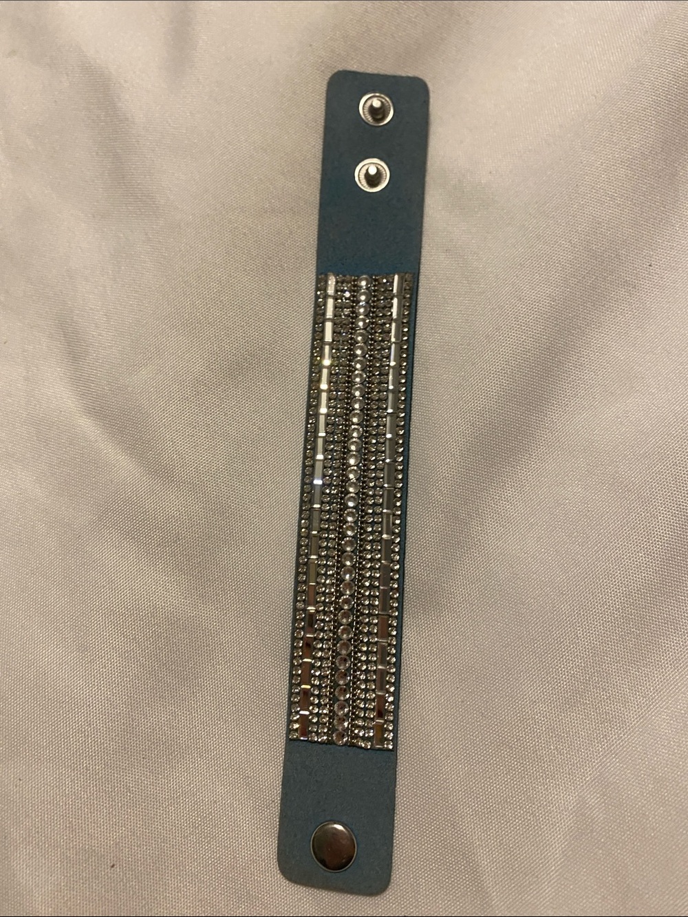 Blue suede Bracelet with  Crystal Accents